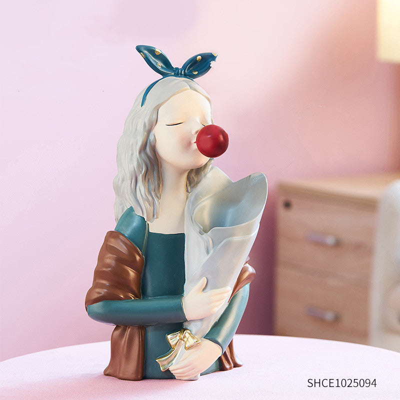 Nordic Girl Resin Sculpture — Home Decor Gift