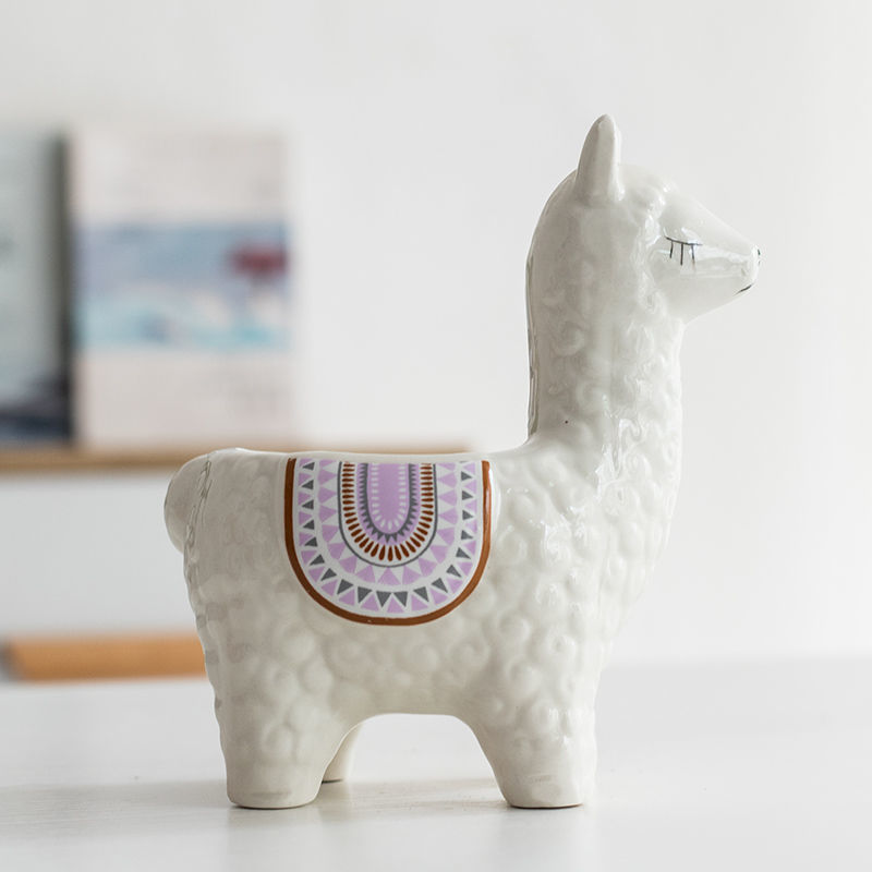 Cute Alpaca Ceramic Planter Set