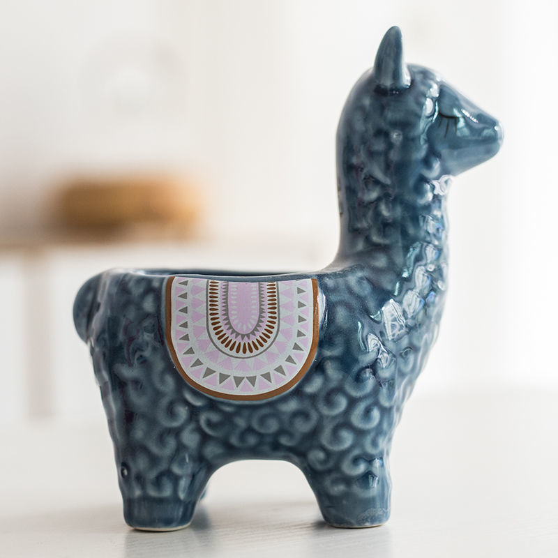 Cute Alpaca Ceramic Planter Set