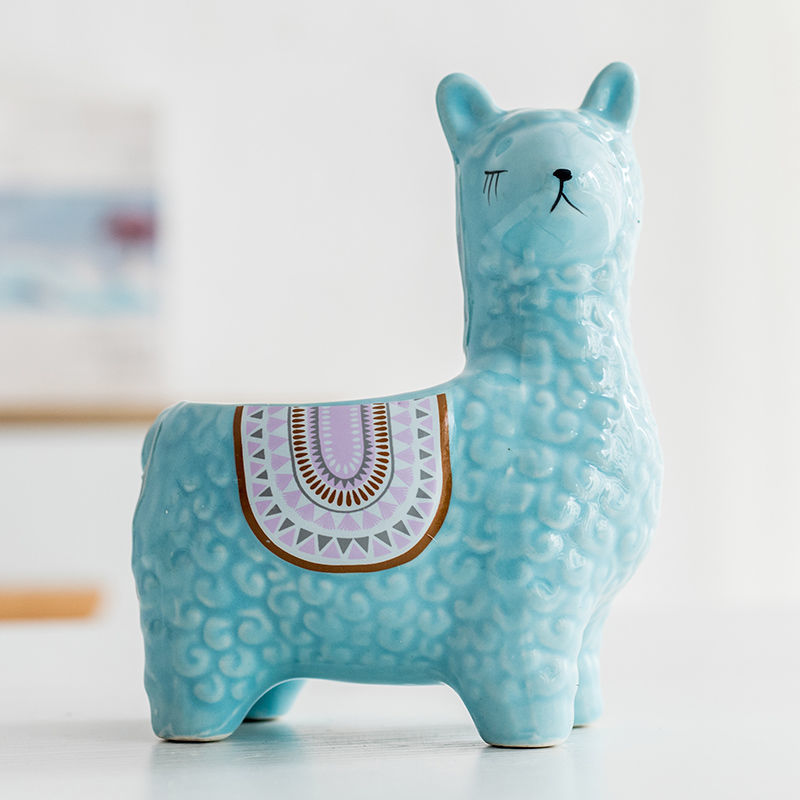 Cute Alpaca Ceramic Planter Set
