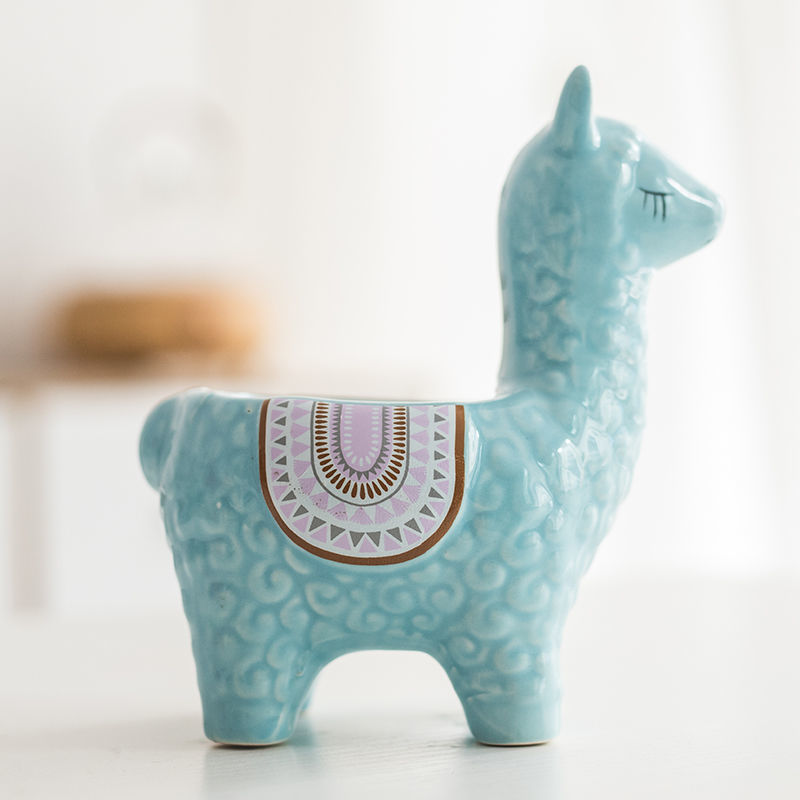 Cute Alpaca Ceramic Planter Set