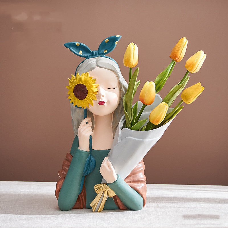 Nordic Girl Resin Sculpture — Home Decor Gift