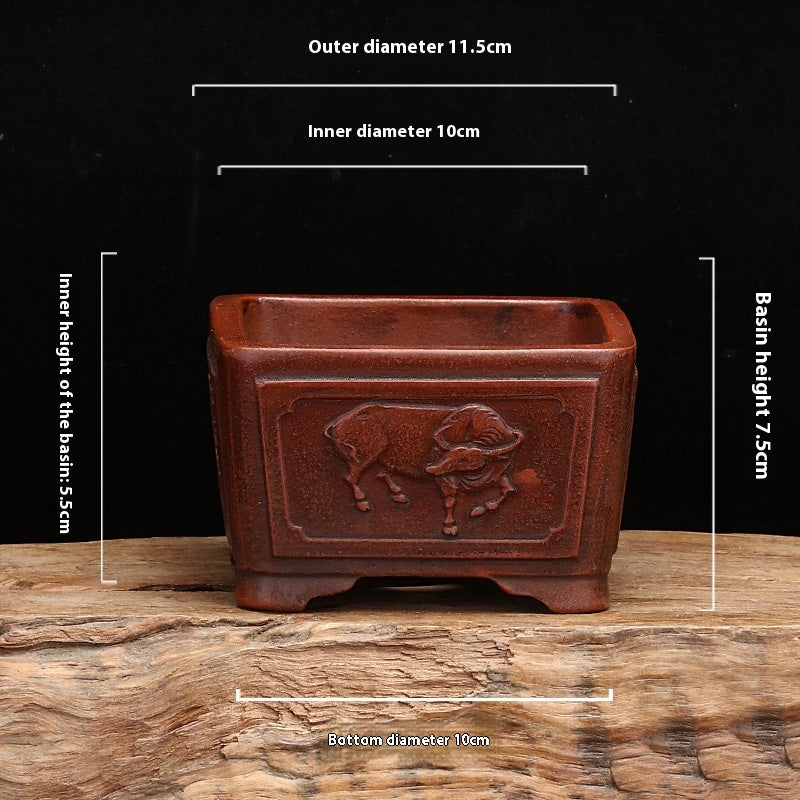 Purple Clay Desktop Planter Set