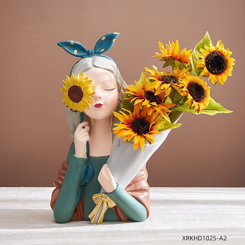 Nordic Girl Resin Sculpture — Home Decor Gift