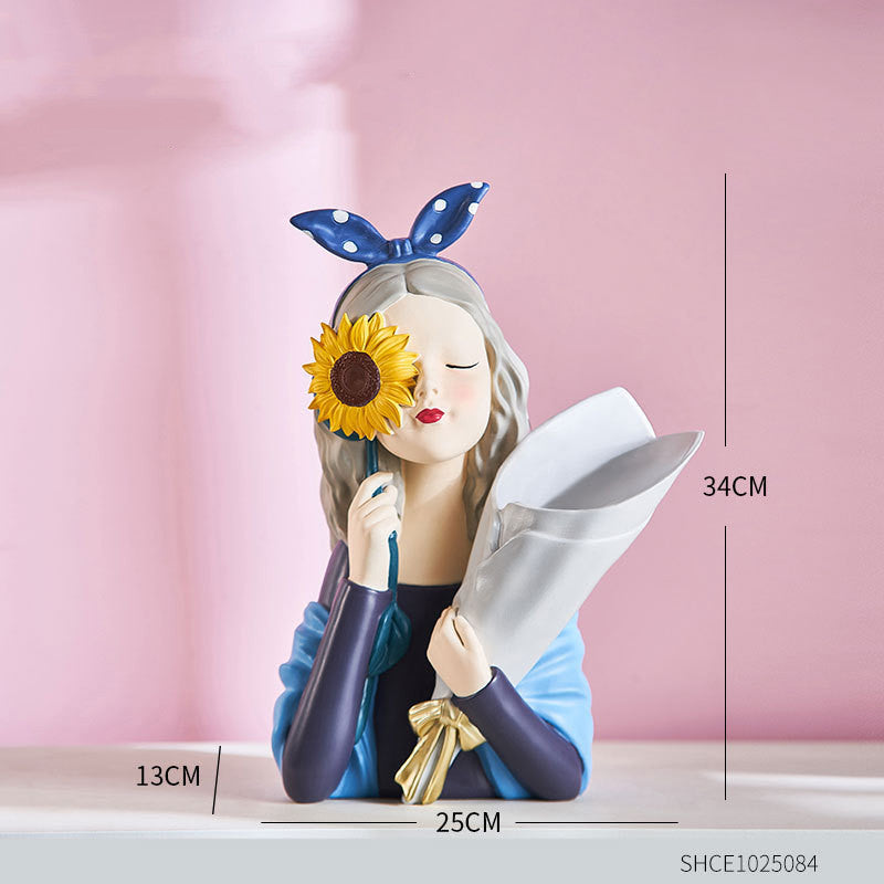 Nordic Girl Resin Sculpture — Home Decor Gift