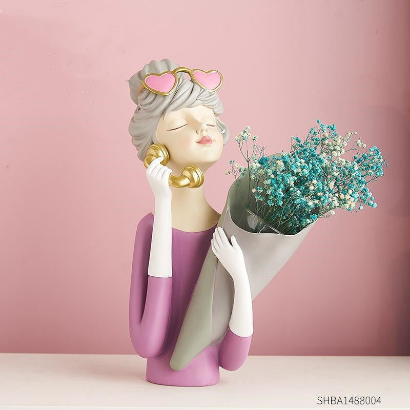 Nordic Girl Resin Sculpture — Home Decor Gift
