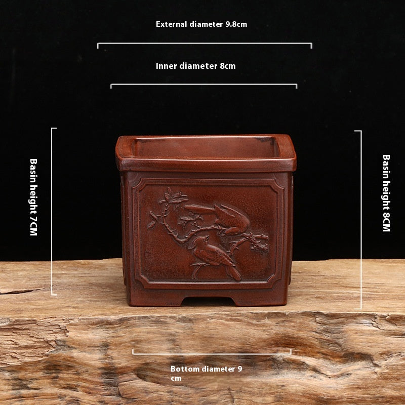 Purple Clay Desktop Planter Set