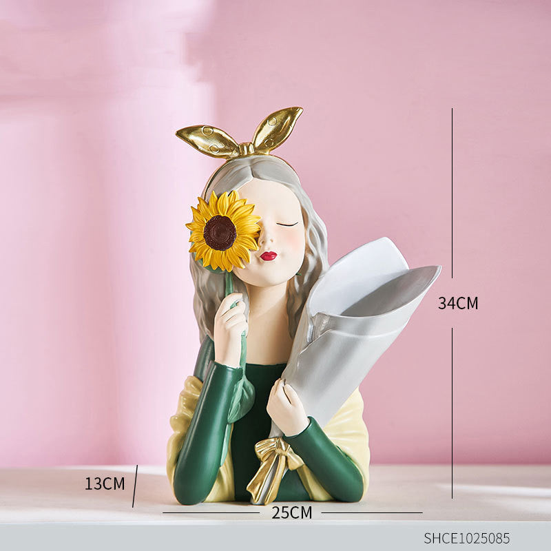 Nordic Girl Resin Sculpture — Home Decor Gift