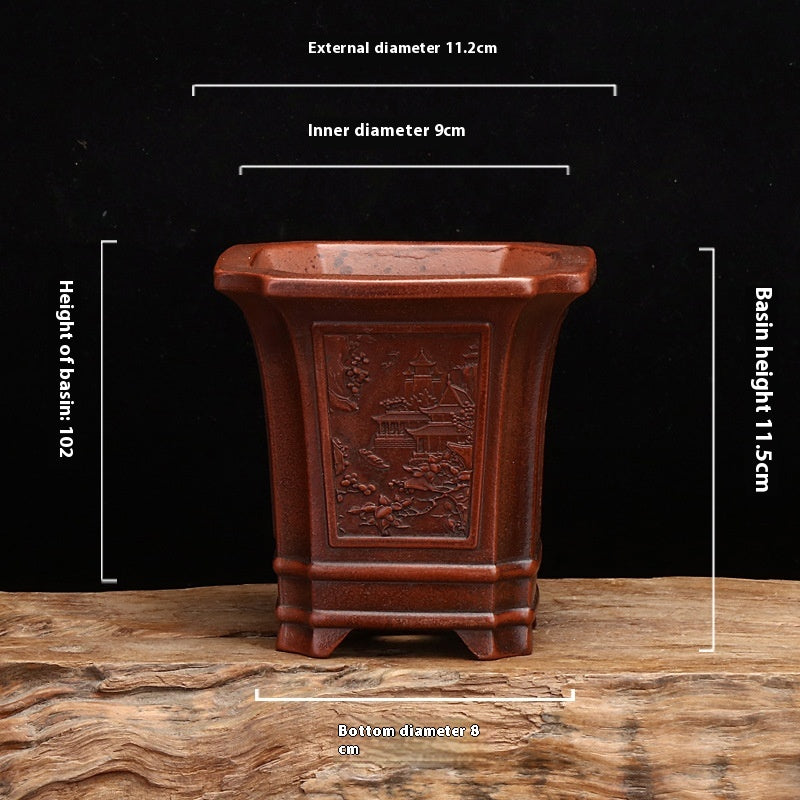 Purple Clay Desktop Planter Set