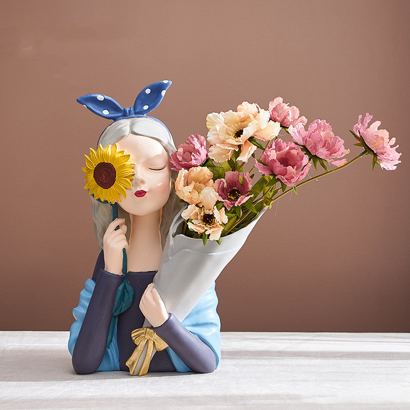 Nordic Girl Resin Sculpture — Home Decor Gift