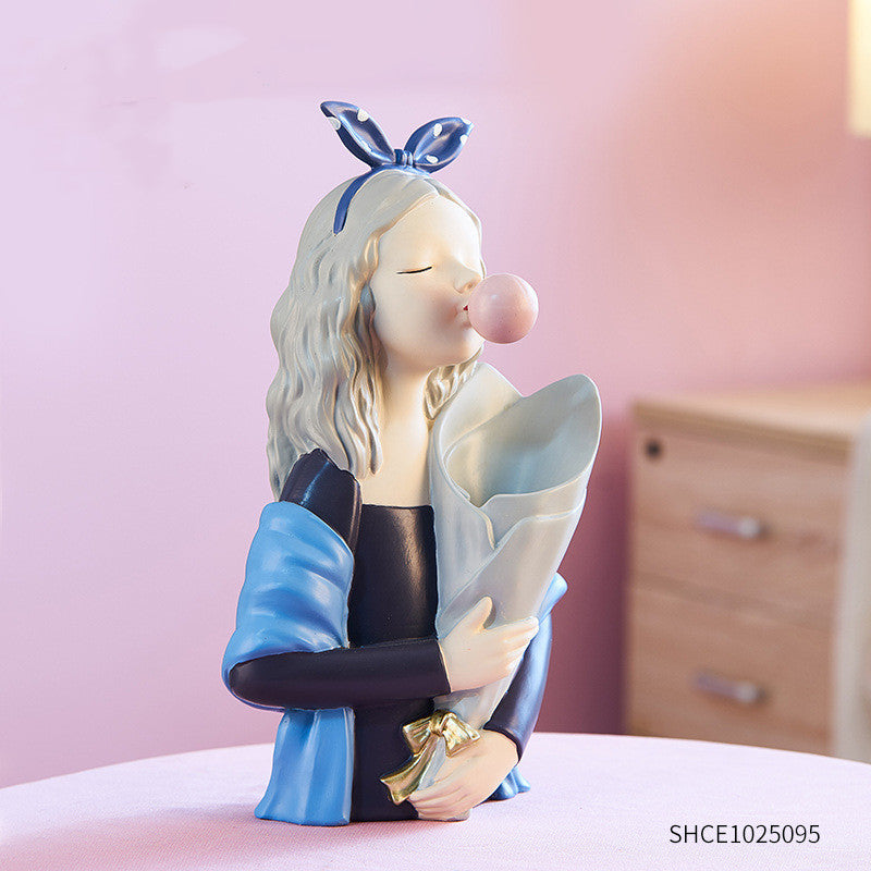 Nordic Girl Resin Sculpture — Home Decor Gift