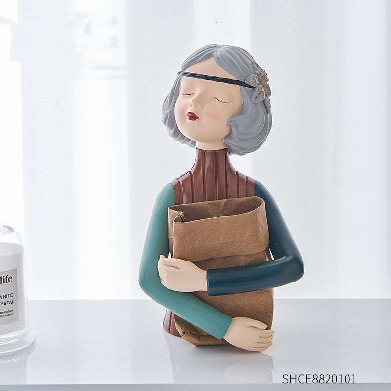 Nordic Girl Resin Sculpture — Home Decor Gift