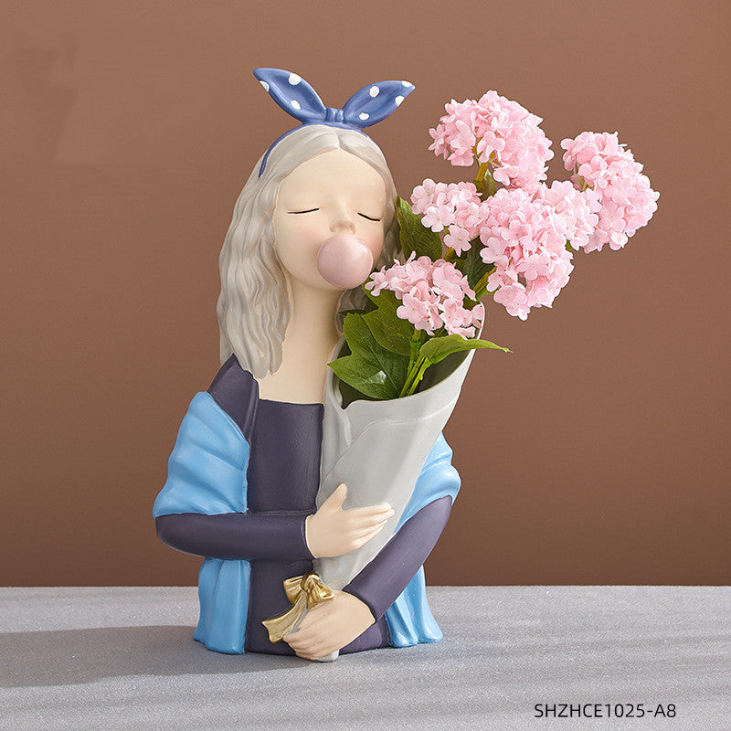 Nordic Girl Resin Sculpture — Home Decor Gift
