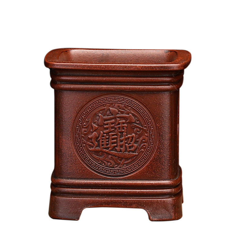 Purple Clay Desktop Planter Set