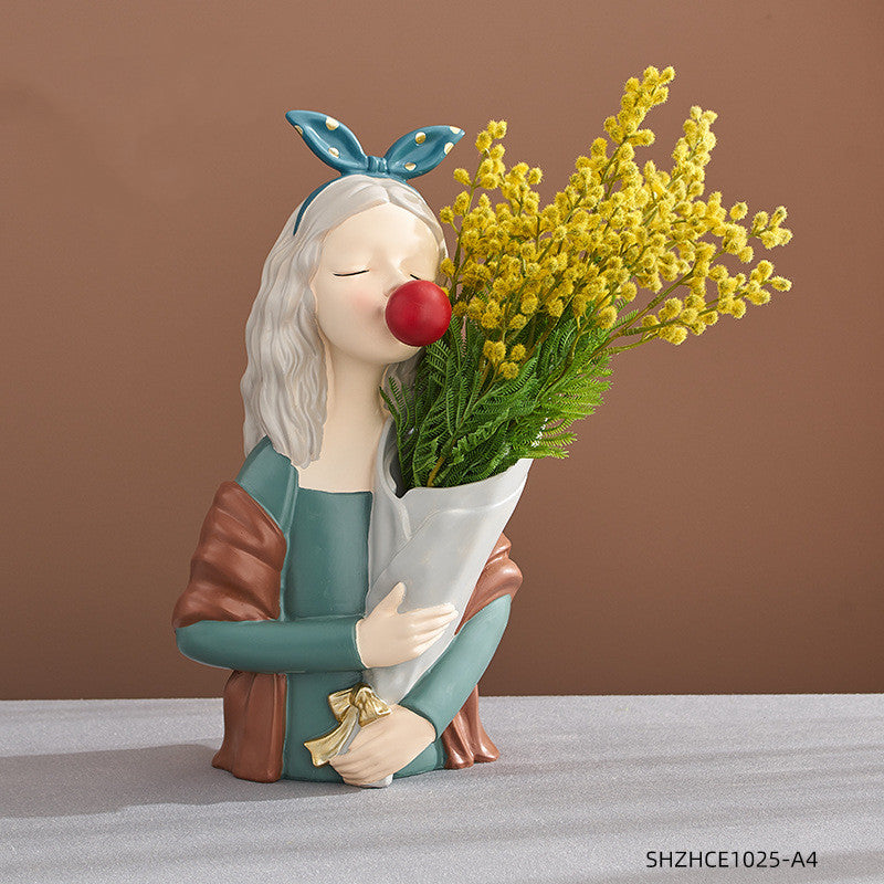 Nordic Girl Resin Sculpture — Home Decor Gift