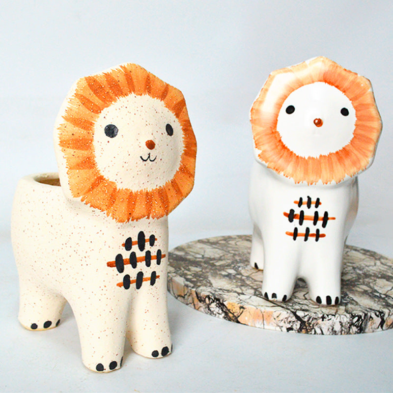 Lion Ceramic Garden Planter