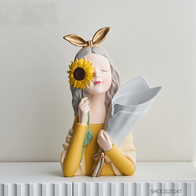 Nordic Girl Resin Sculpture — Home Decor Gift