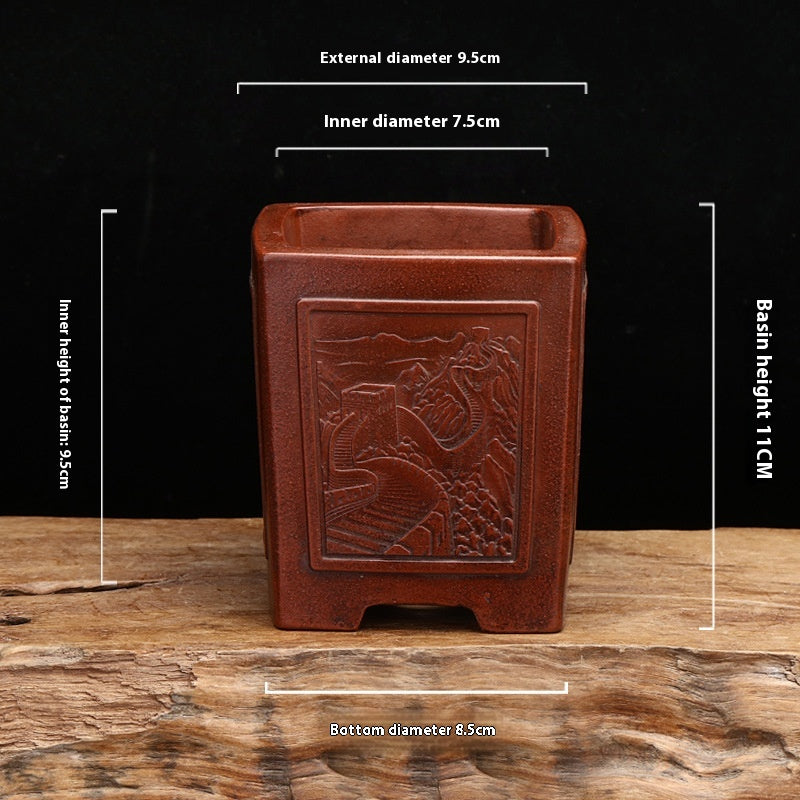 Purple Clay Desktop Planter Set