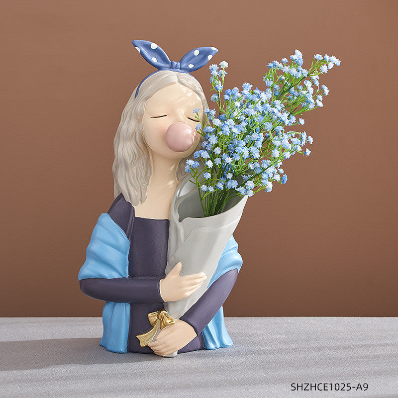 Nordic Girl Resin Sculpture — Home Decor Gift
