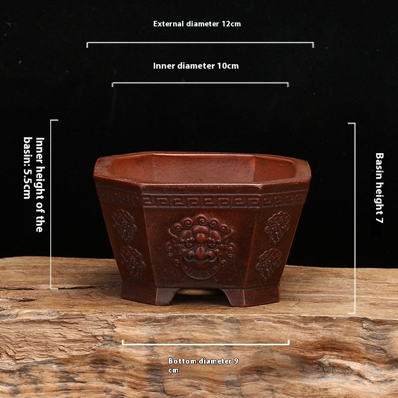 Purple Clay Desktop Planter Set