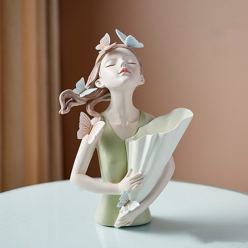 Nordic Girl Resin Sculpture — Home Decor Gift