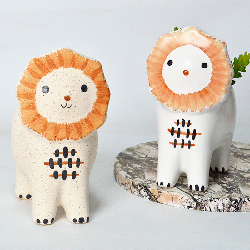 Lion Ceramic Garden Planter