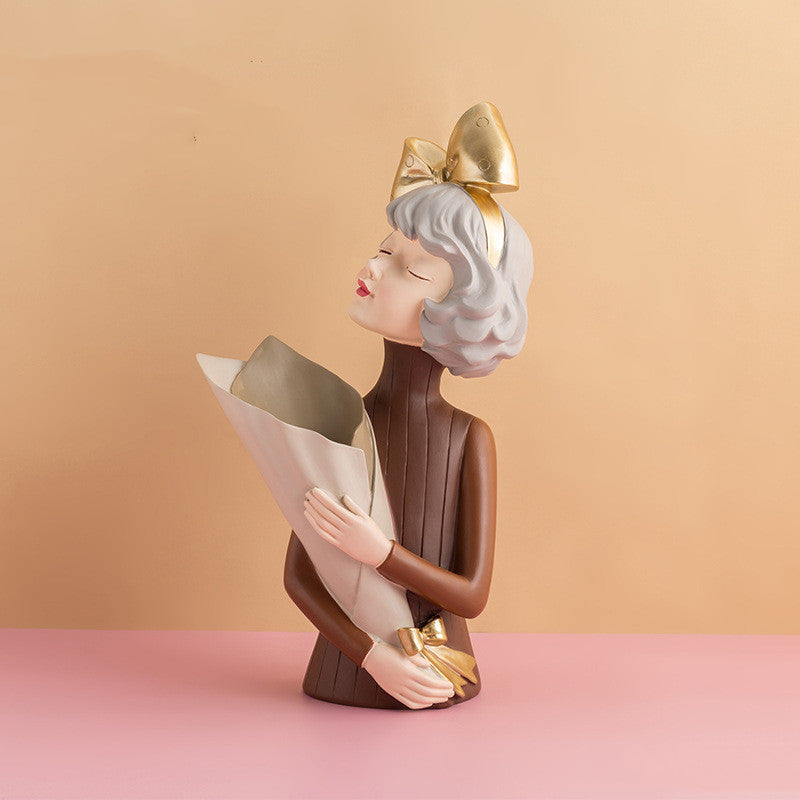Nordic Girl Resin Sculpture — Home Decor Gift