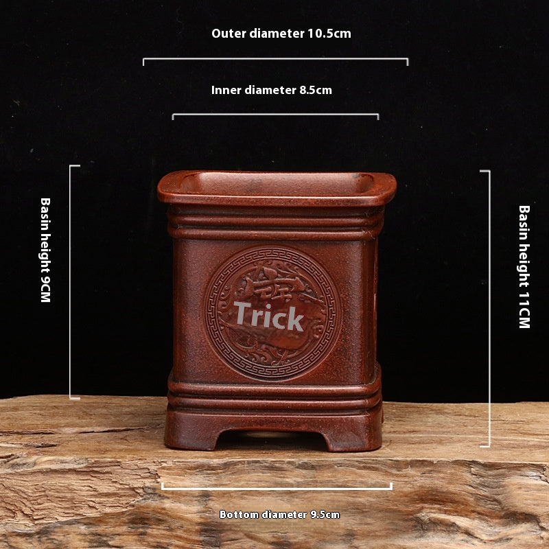 Purple Clay Desktop Planter Set