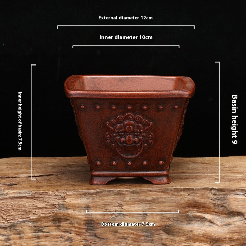 Purple Clay Desktop Planter Set