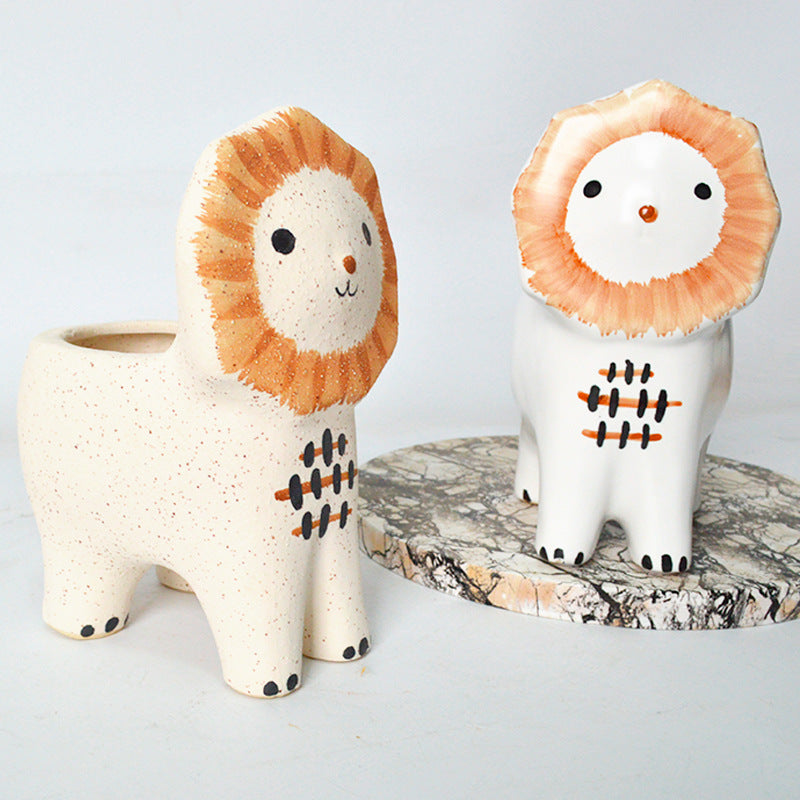 Lion Ceramic Garden Planter
