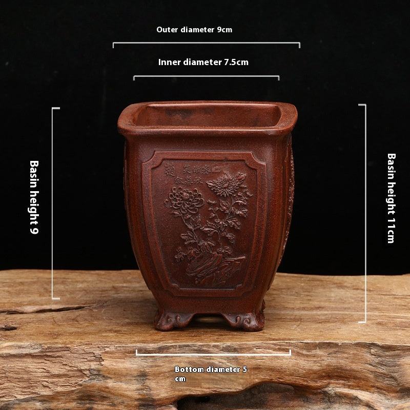 Purple Clay Desktop Planter Set