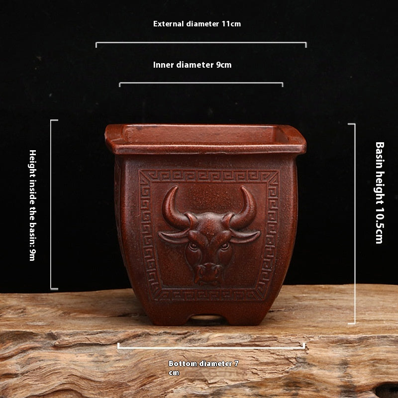 Purple Clay Desktop Planter Set