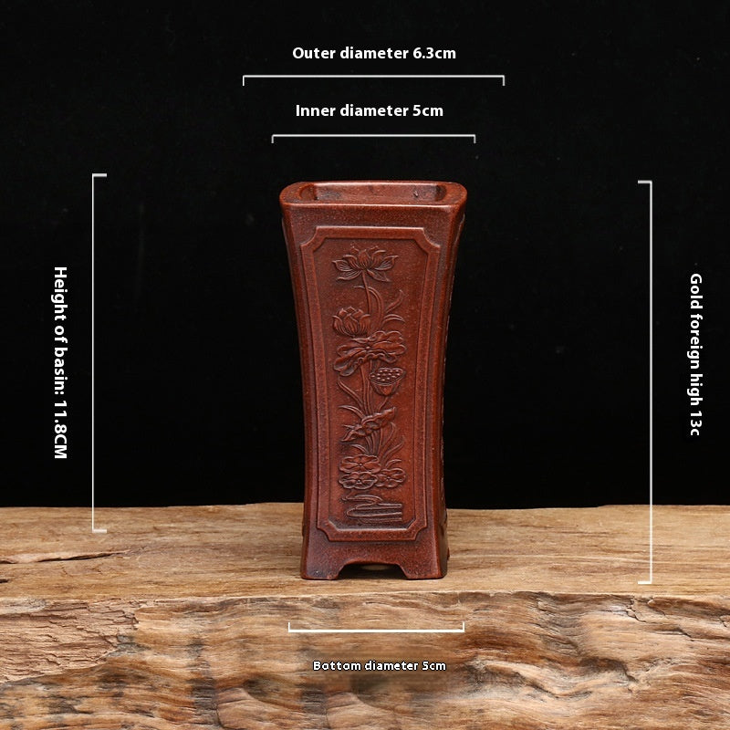 Purple Clay Desktop Planter Set