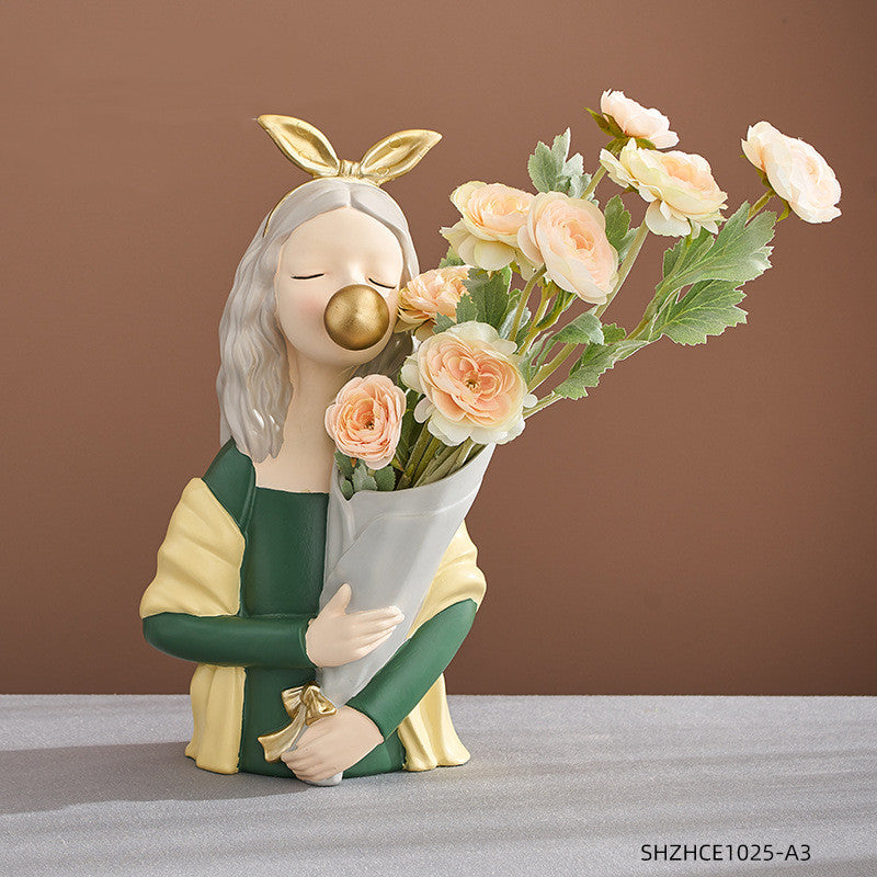 Nordic Girl Resin Sculpture — Home Decor Gift