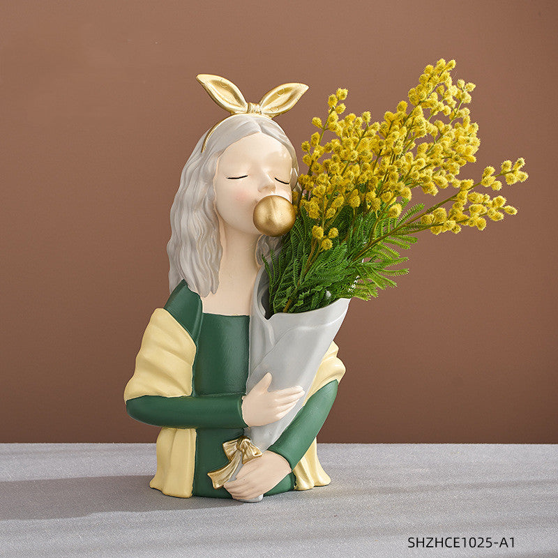 Nordic Girl Resin Sculpture — Home Decor Gift