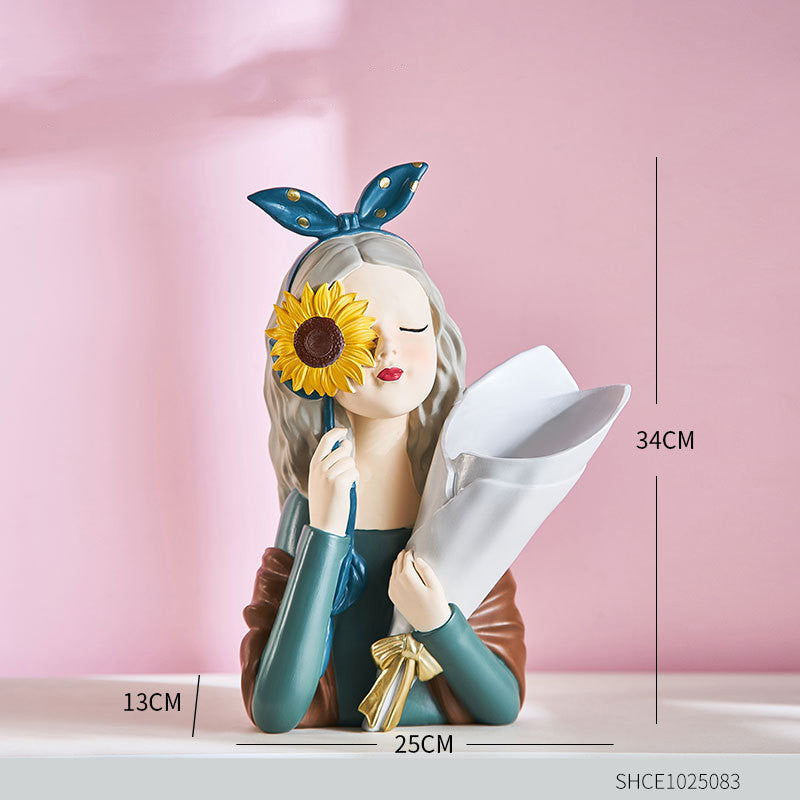 Nordic Girl Resin Sculpture — Home Decor Gift