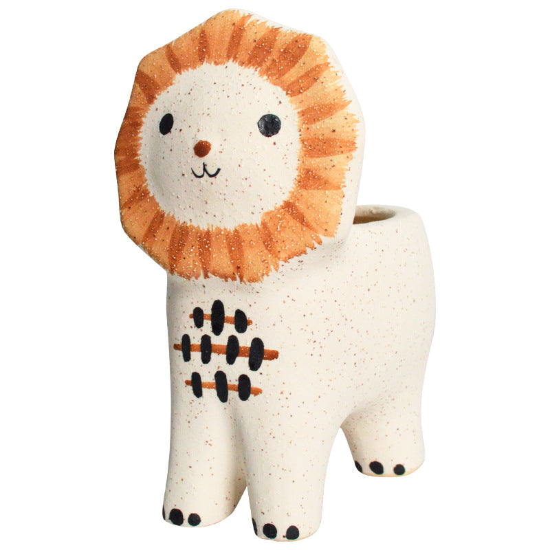 Lion Ceramic Garden Planter
