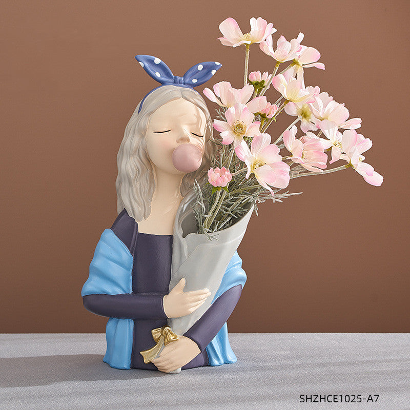 Nordic Girl Resin Sculpture — Home Decor Gift